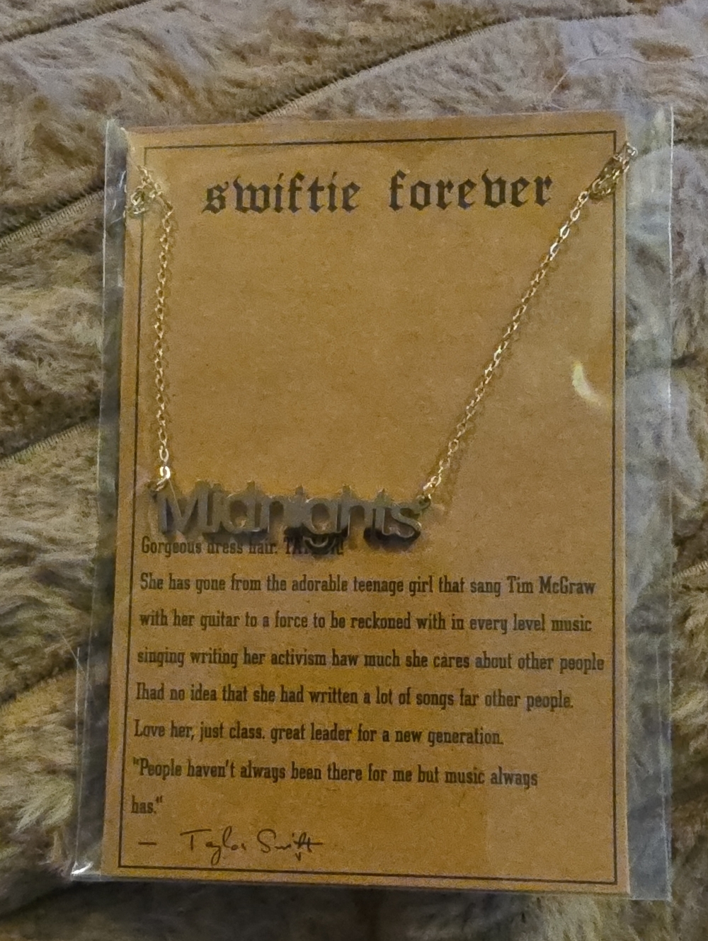 Gold Nameplate Necklace - 'Midnights' Script Pendant